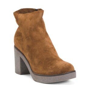 OROSCURO Brown Made In Italy Suede Heeled Booties